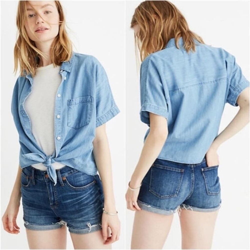 Madewell high-rise denim Jean Shortie‎ boy shorts Sz 25